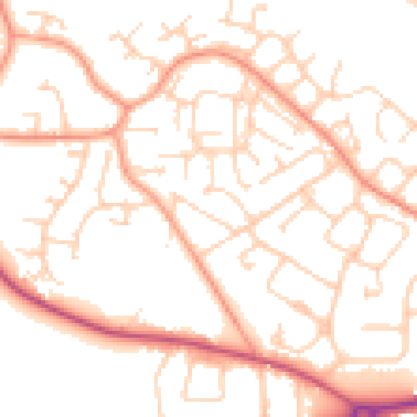 Daytime road noise heatmap for GU17 0BT