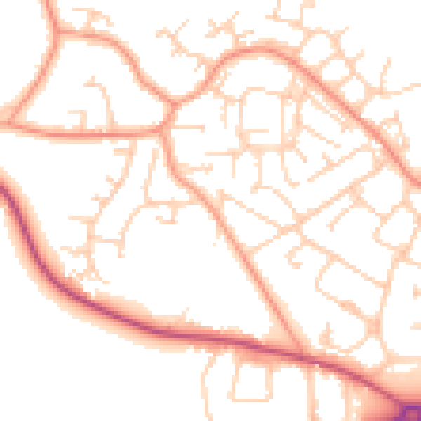 Daytime road noise heatmap for GU17 0BU
