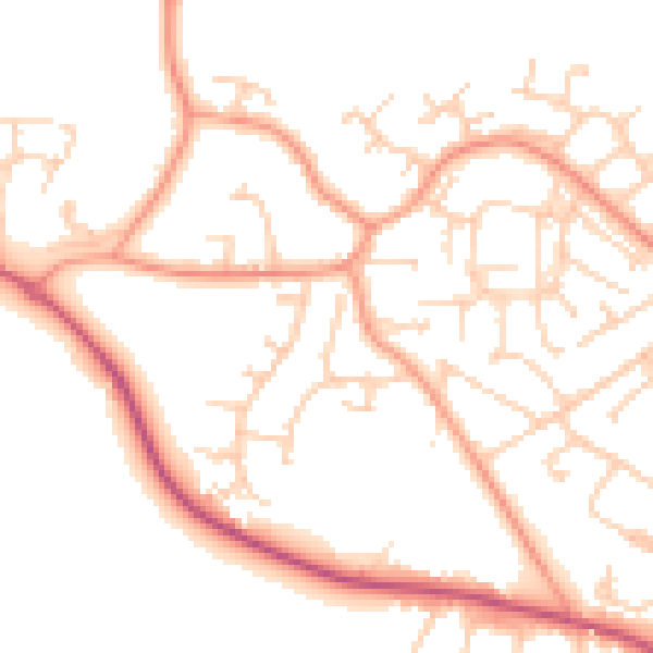 Daytime road noise heatmap for GU17 0BY