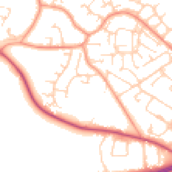 Daytime road noise heatmap for GU17 0BZ