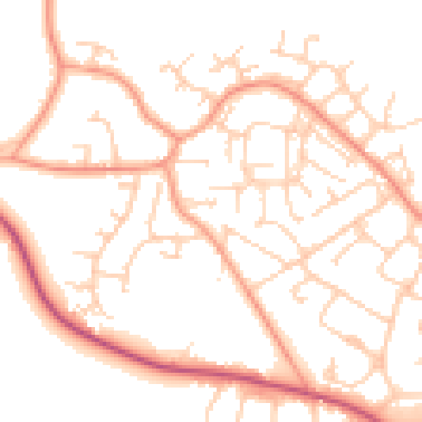 Daytime road noise heatmap for GU17 0DE