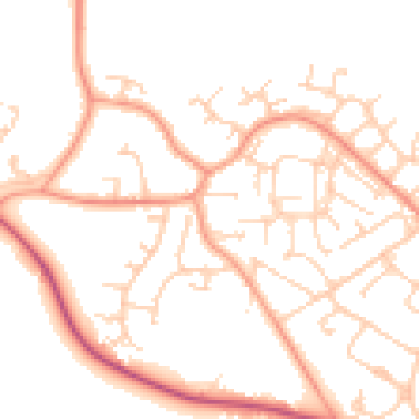 Daytime road noise heatmap for GU17 0DF