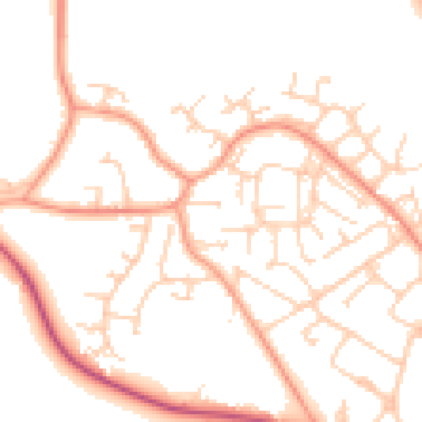 Daytime road noise heatmap for GU17 0DG