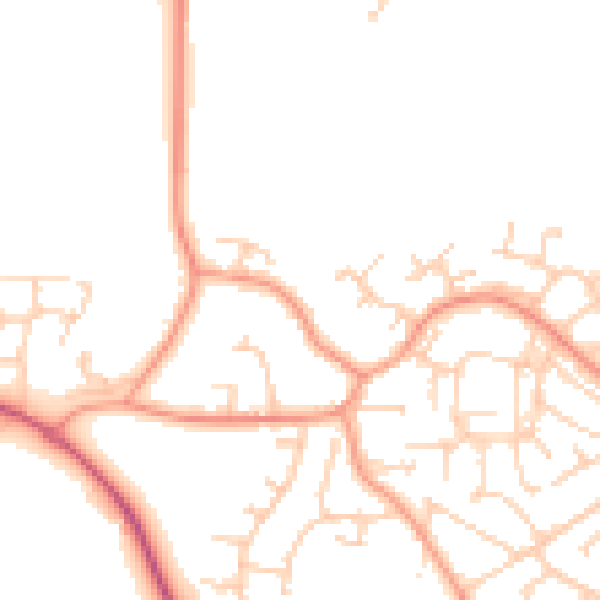 Daytime road noise heatmap for GU17 0DH