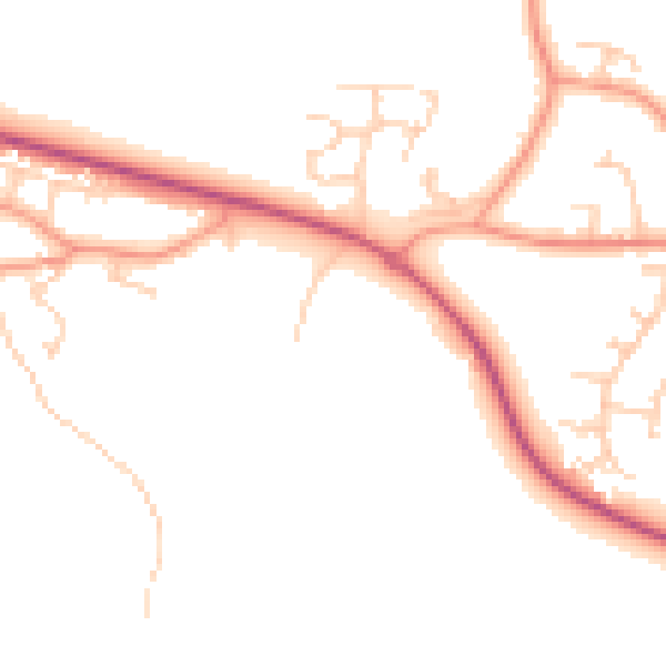 Daytime road noise heatmap for GU17 0DR