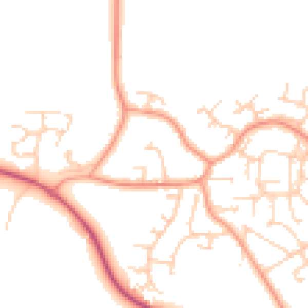 Daytime road noise heatmap for GU17 0DU