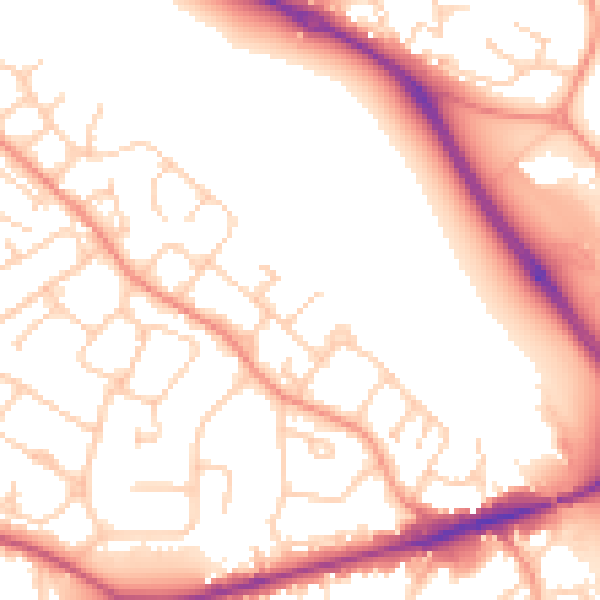 Daytime road noise heatmap for GU17 0JG