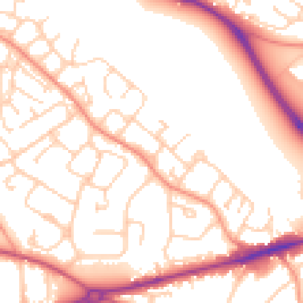 Daytime road noise heatmap for GU17 0JH