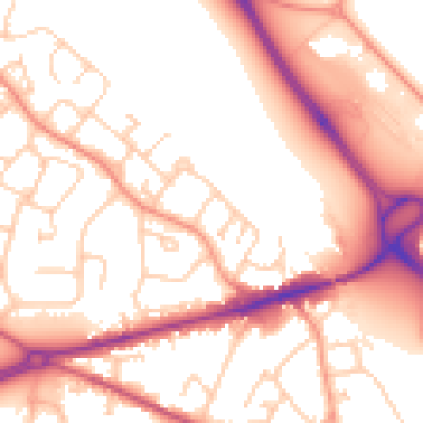 Daytime road noise heatmap for GU17 0JL