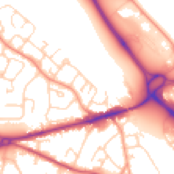 Daytime road noise heatmap for GU17 0JN