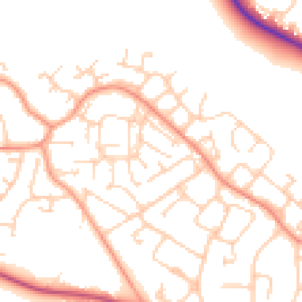Daytime road noise heatmap for GU17 0LB