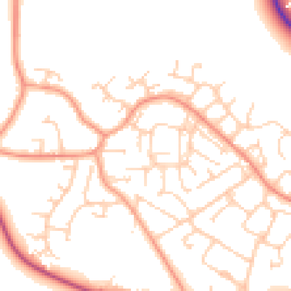 Daytime road noise heatmap for GU17 0LF