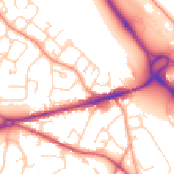 Daytime road noise heatmap for GU17 0LS