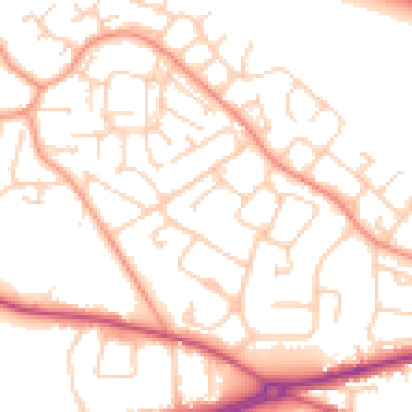 Daytime road noise heatmap for GU17 0NL