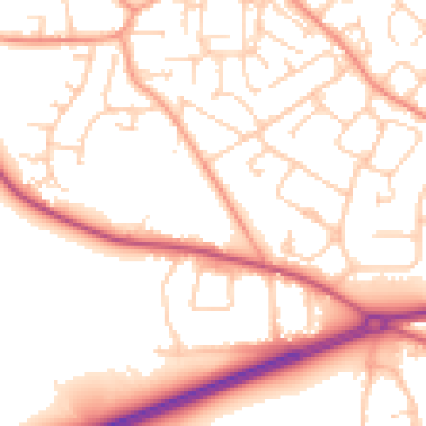 Daytime road noise heatmap for GU17 0NS