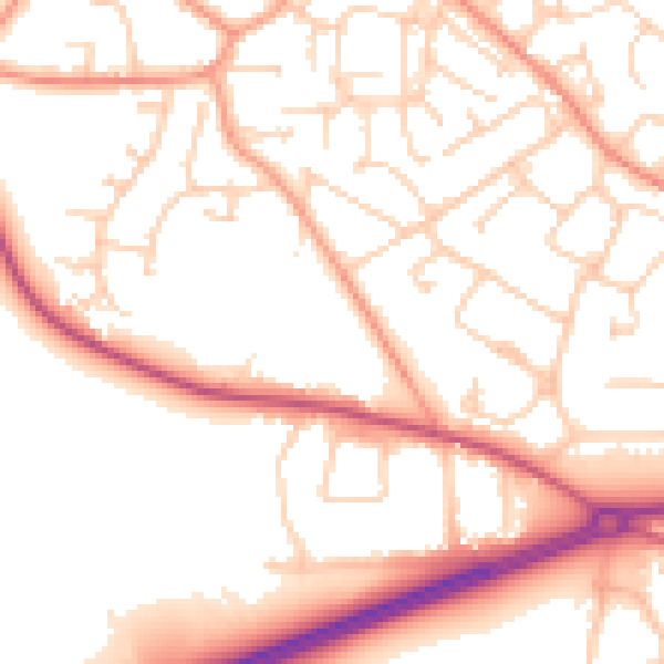 Daytime road noise heatmap for GU17 0NT