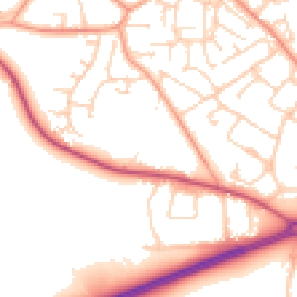 Daytime road noise heatmap for GU17 0NU
