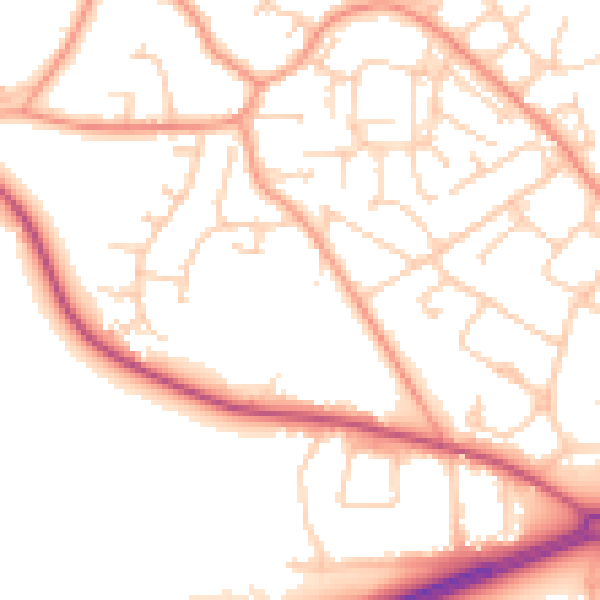 Daytime road noise heatmap for GU17 0NY