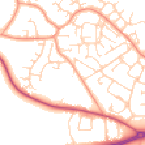 Daytime road noise heatmap for GU17 0NZ