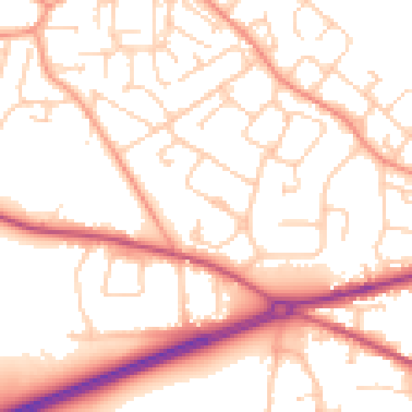 Daytime road noise heatmap for GU17 0PR