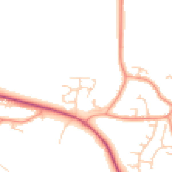 Daytime road noise heatmap for GU17 0SB