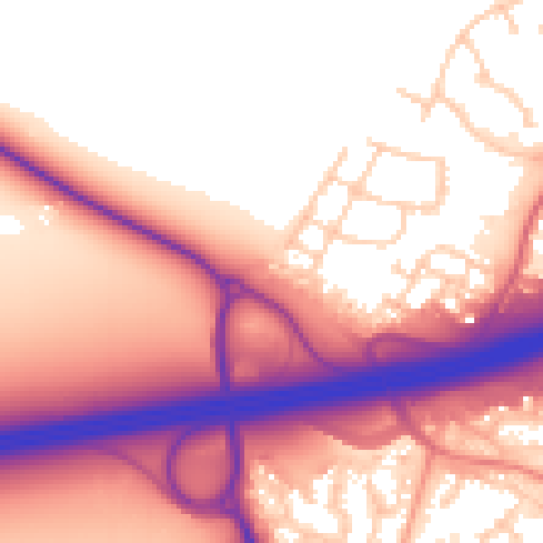Daytime road noise heatmap for GU17 9AJ