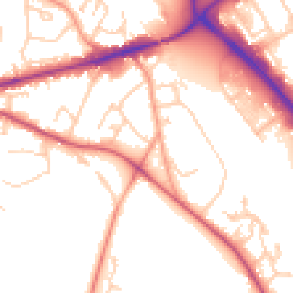Daytime road noise heatmap for GU17 9BN