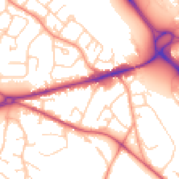 Daytime road noise heatmap for GU17 9DJ