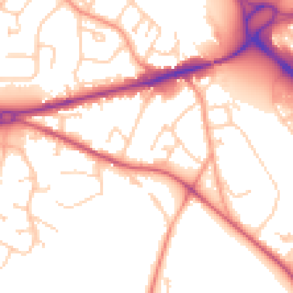 Daytime road noise heatmap for GU17 9DS