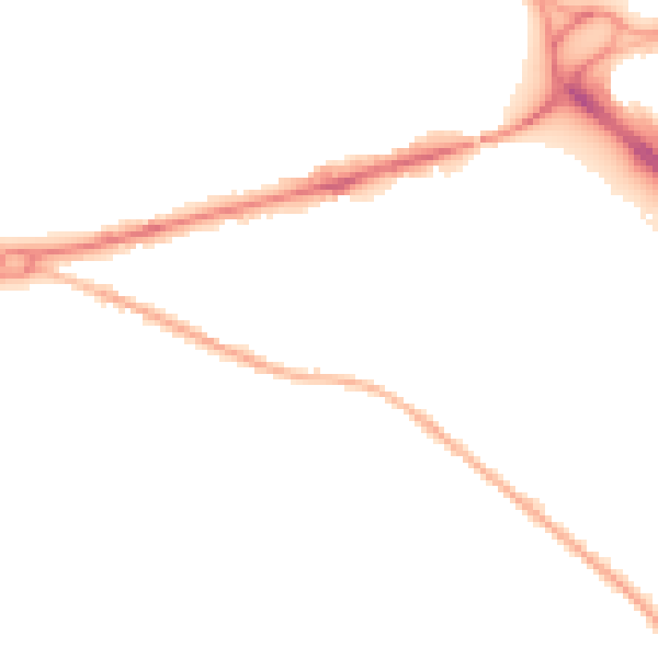 Night-time road noise heatmap for GU17 9DS