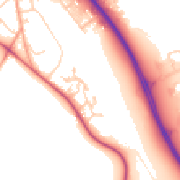 Daytime road noise heatmap for GU17 9DT