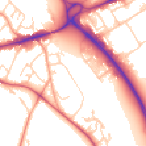 Daytime road noise heatmap for GU17 9DZ