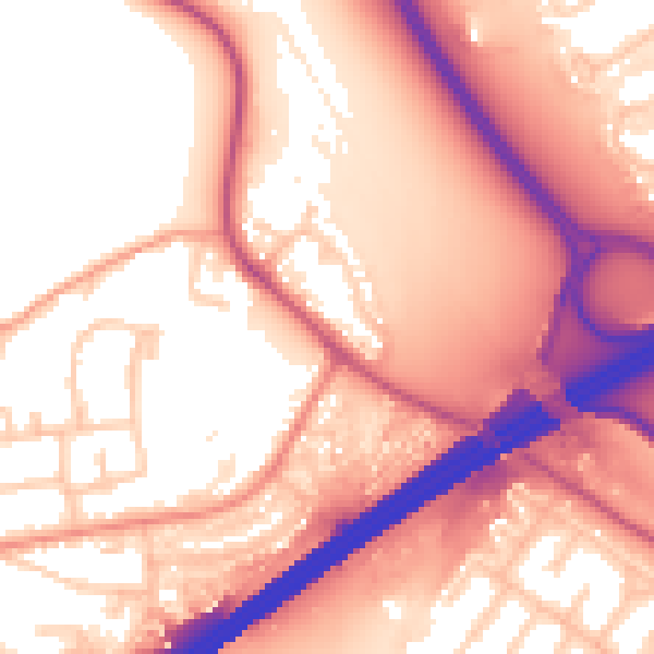 Daytime road noise heatmap for GU17 9EQ