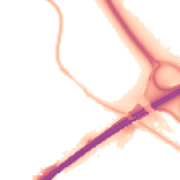 Night-time road noise heatmap for GU17 9ES