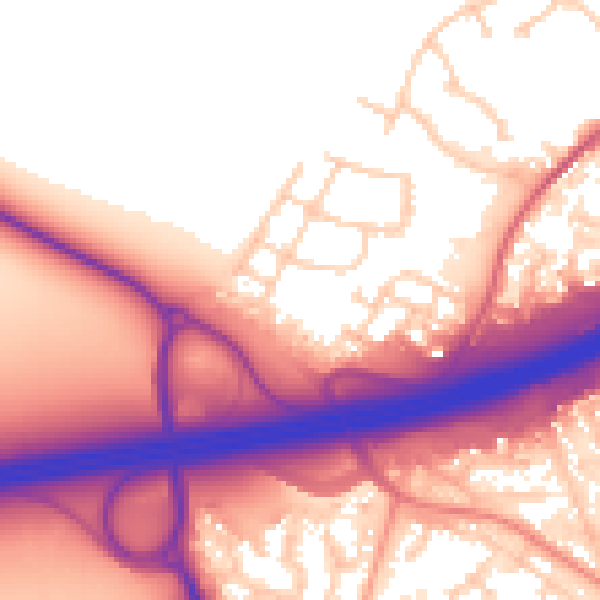 Daytime road noise heatmap for GU17 9FF