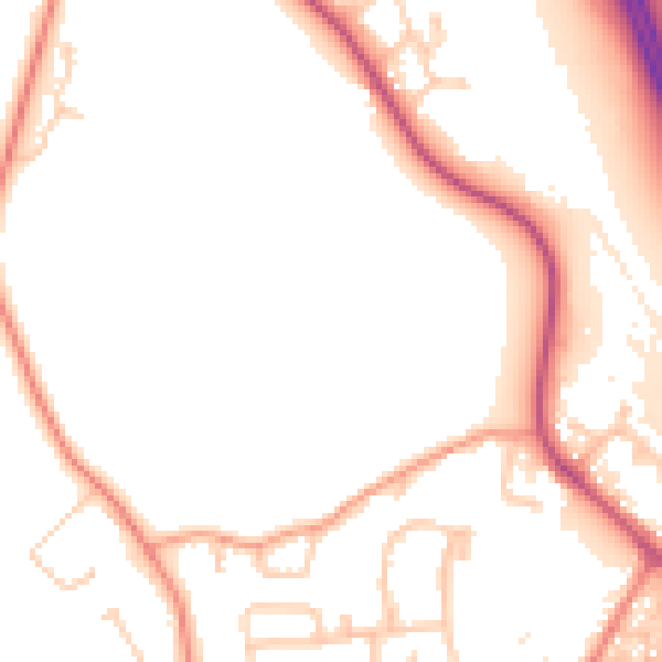 Daytime road noise heatmap for GU17 9FW