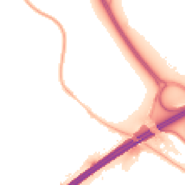 Night-time road noise heatmap for GU17 9HH
