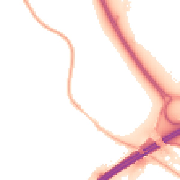 Night-time road noise heatmap for GU17 9HQ