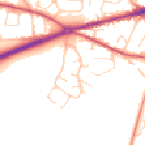 Daytime road noise heatmap for GU17 9JD