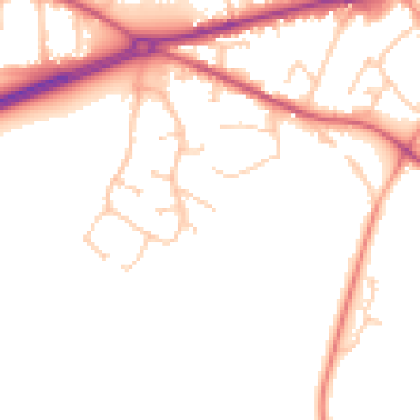 Daytime road noise heatmap for GU17 9JE