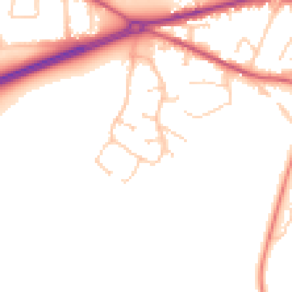 Daytime road noise heatmap for GU17 9JF