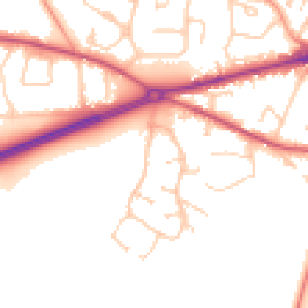 Daytime road noise heatmap for GU17 9JG