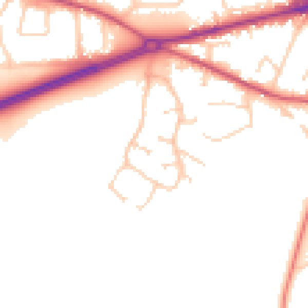 Daytime road noise heatmap for GU17 9LZ