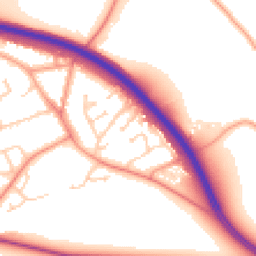 Daytime road noise heatmap for GU18 5PJ