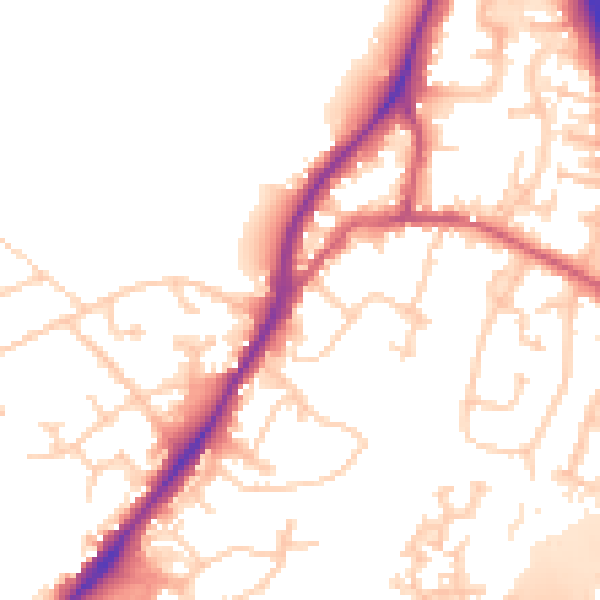 Daytime road noise heatmap for GU19 5AE