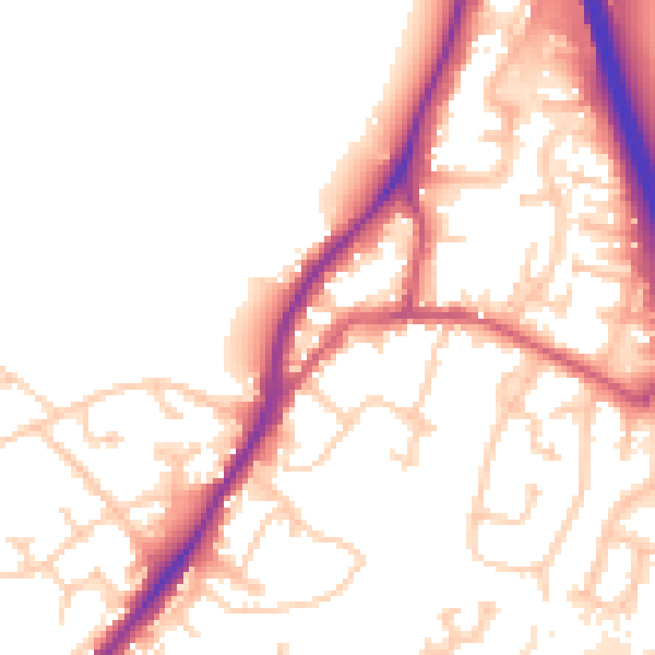 Daytime road noise heatmap for GU19 5AF