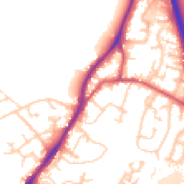 Daytime road noise heatmap for GU19 5AG