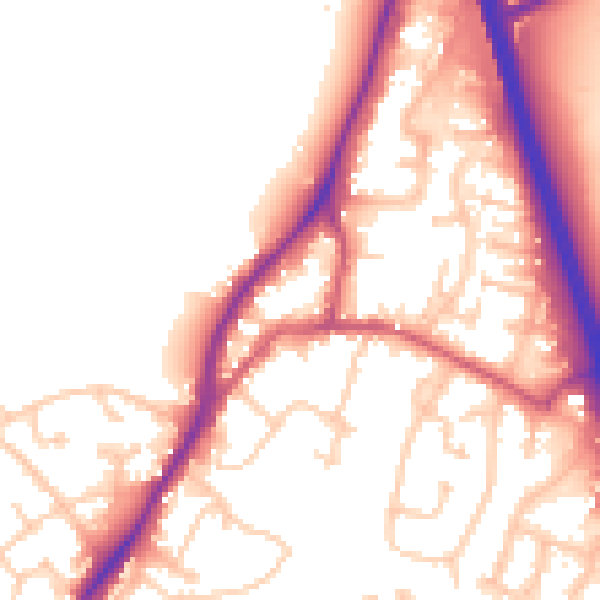 Daytime road noise heatmap for GU19 5AH
