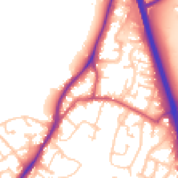 Daytime road noise heatmap for GU19 5AL