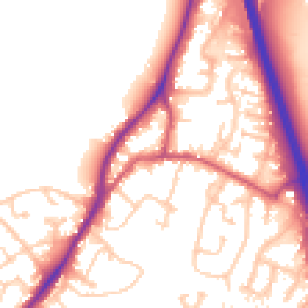 Daytime road noise heatmap for GU19 5AX